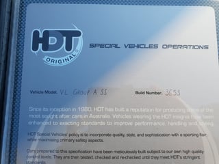 1986 VL SS HDT Group A Commodore #109