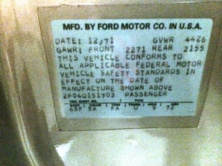 1972 Mustang Grande Q Code 351