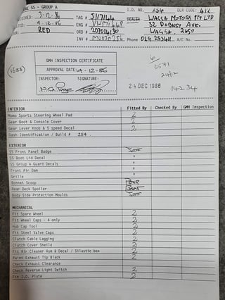 1986 HDT VL Commodore SS Group A - Plus Pack