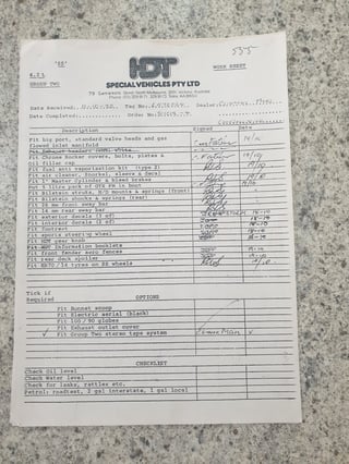 1982 VH HDT SS Commodore Group 2 Build No 659 - Maranello Red