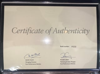 2002 FPV BA GTP - Build No. P002 Press and Brochure car