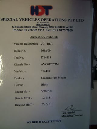 VC HDT Brock Commodore #365