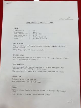 1986 HDT VL Commodore SS Group A #333 - 5,342 km