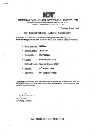 HDT WB Statesman DeVille Magnum #1372