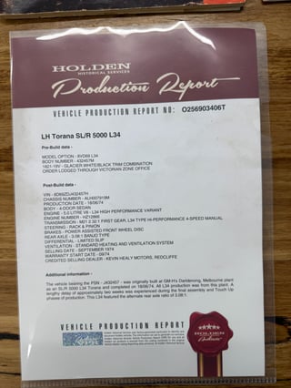 1974 Holden LH Torana L34 SLR 5000 - Glacier White