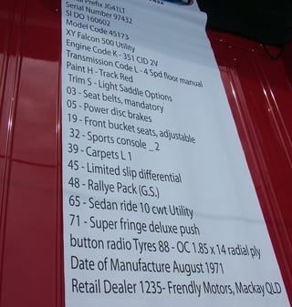 1971 XY GS Falcon 351 Ute