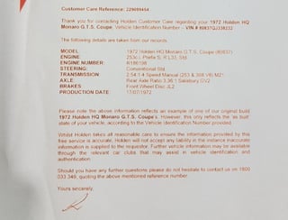 1972 HQ GTS Monaro Coupe 253 V8