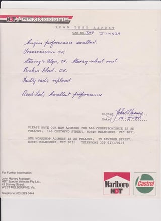 1980 VC HDT Brock Commodore .. Build 399 / 500