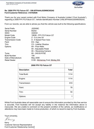 2008 FPV FG Falcon GT Boss 315