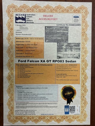 1973 Ford Falcon XA GT Sedan - RPO 83