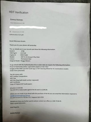 1986 HDT VL Commodore SS Group A - Plus Pack