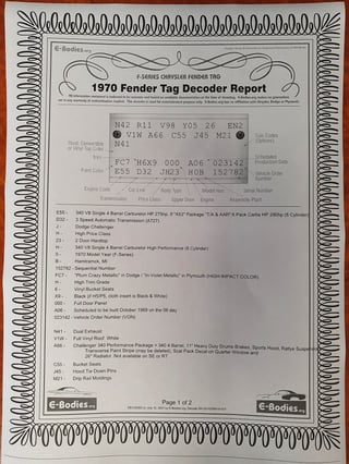 1970 Dodge Challenger 340 V8