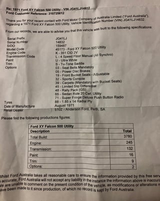 1971 XY GS Falcon Ute - Factory 351 4 speed manual