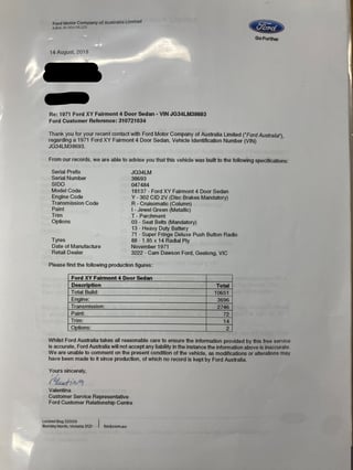 1971 Ford XY Fairmont 302 V8 - Jewel Green