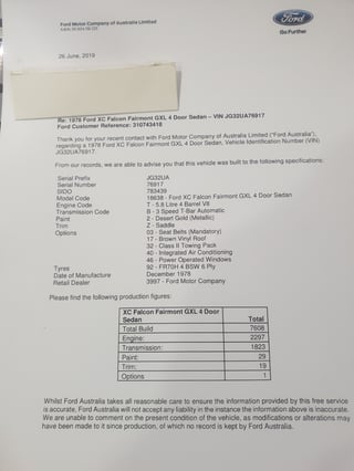 1978 XC Fairmont GXL 351 V8