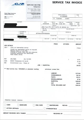 2003 FPV BA GT-P Build No 280 - Blueprint 20,024 km