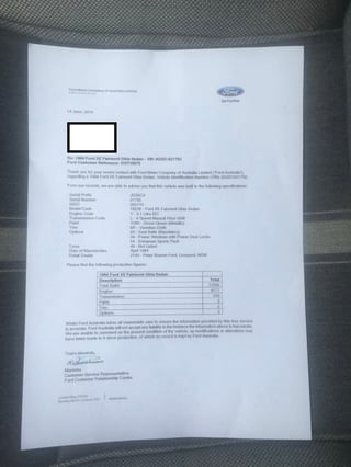 1984 XE Fairmont Ghia ESP