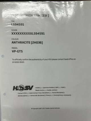 1992 HSV VP GTS Build No 048 - Anthracite