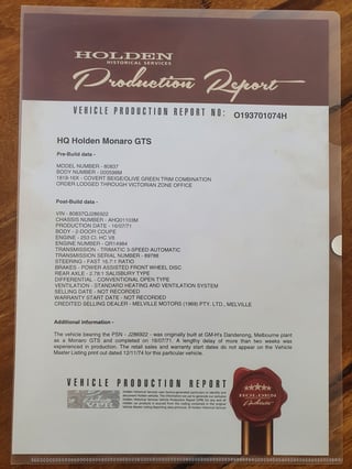 1971 HQ GTS Monaro - One Off