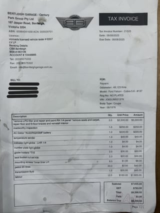 1978 Ford Falcon XC Cobra 5.8 Litre - Build No 137