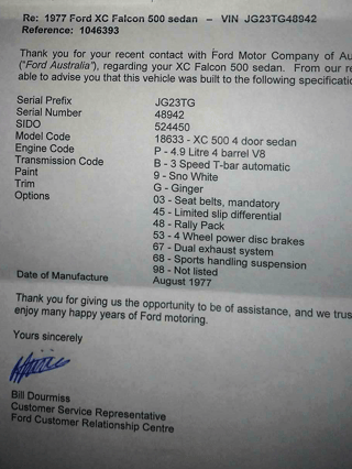 1977 XC Falcon Allan Moffat Special