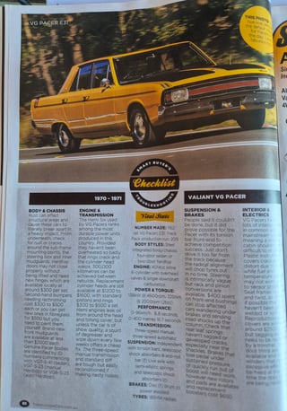 1970 Chrysler Valiant VG Pacer E31 Big Tank