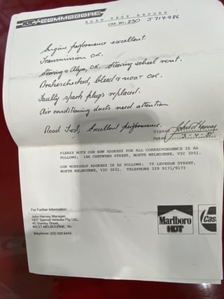 1980 VC HDT Brock Commodore Build No.230