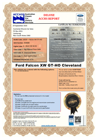 1970 Ford Falcon XW GTHO Phase 1.5 - Diamond White