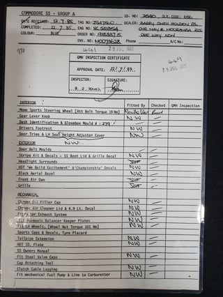 1985 VK HDT Commodore SS Group A - Build 279/500