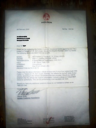 1972 LJ GTR XU1 Torana