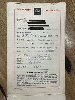 1972 Holden HQ Monaro GTS 253 V8 4sp Man -  Patina Gold Metallic