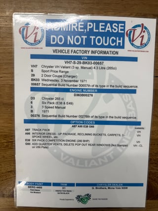 1971 Chrysler VH Valiant Charger E38 - Hot Mustard