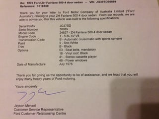 1976 ZH Fairlane 500 351 V8