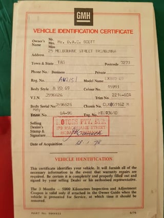 1977 Holden LX Torana A9X - genuine 29,752 km