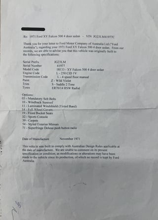 1971 Ford XY Falcon 500 6cyl Top Loader - Wild Violet Sunroof