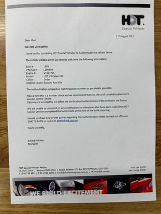 1985 Holden HDT VK Calais Director 333 Pack -  5.0 Litre V8