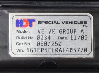 2009 HDT VE Commodore Group A SS Retro - Build No 050