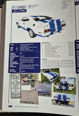 1978 Ford Falcon XC Cobra 5.8 Litre - Build No 137