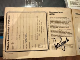 1980 VC HDT Brock Commodore Build No. 195