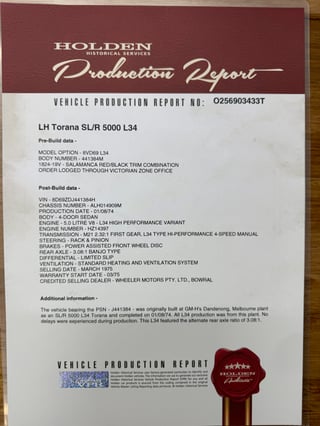 1975 Holden LH Torana SLR 5000 L34 - Salamanca Red 