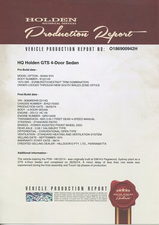 1974 HQ Holden GTS Monaro - Chev 350