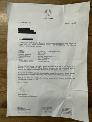 1972 Holden LJ Torana GTR XU1 - Glacier White