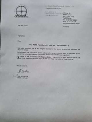 1973 XA GS Falcon 351 V8 K Code SUNROOF