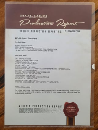 1973 HQ Belmont Ute 308 V8 4 speed