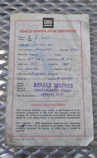 HX Monaro GTS 308 V8