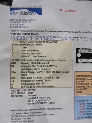 1969 Mach 1 428 4V Cobrajet