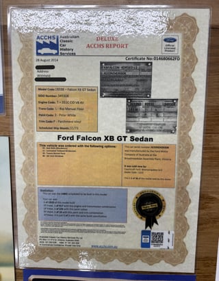 1973 Ford Falcon XB GT 4V - Polar White 