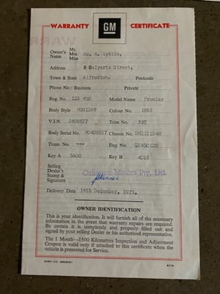 1973 Holden HQ Premier V8