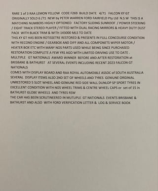 1971 XY GT Falcon - RAA Yellow