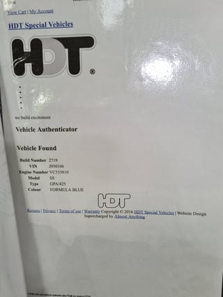 1985 HDT VK SS Group A Brock Commodore - Build No. 425